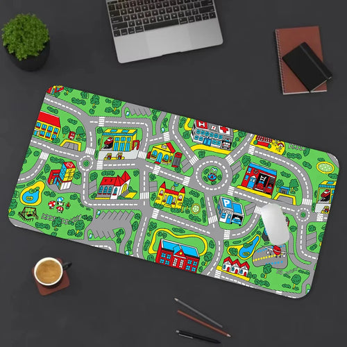 NanoFleet™ Nostalgic Childhood City Road Gaming Desk Mat | XXL Non-Slip Mouse Pad