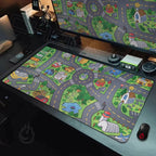 NanoFleet™ Nostalgic Childhood City Road Gaming Desk Mat | XXL Non-Slip Mouse Pad