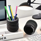1Pcs Fun Tire-Shaped Pen Holder -PVC Desk Organizer, Ideal for School and Office Supplies, Painted Finish, Office Supplies
