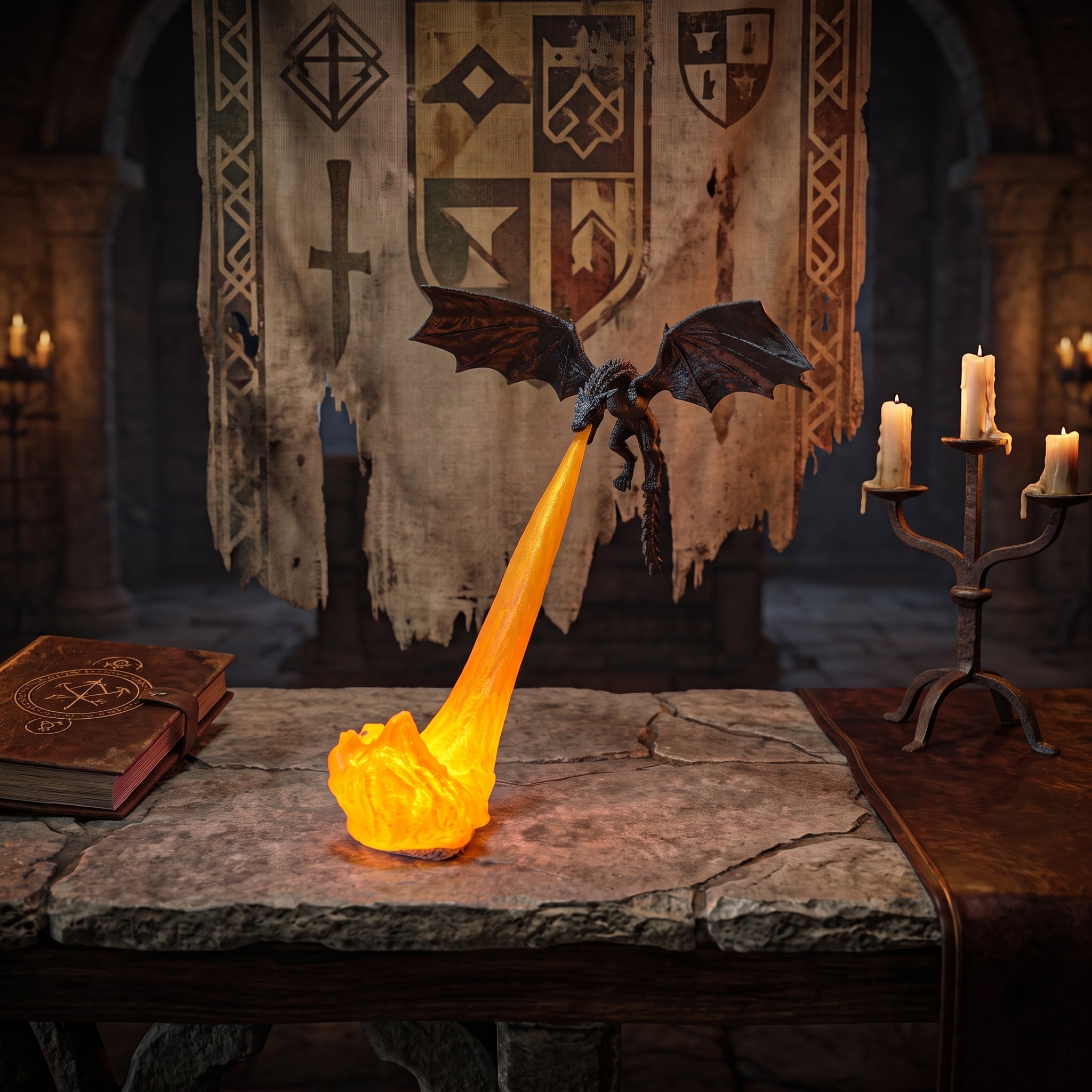 Dragon Breath Flame Night Light Decor