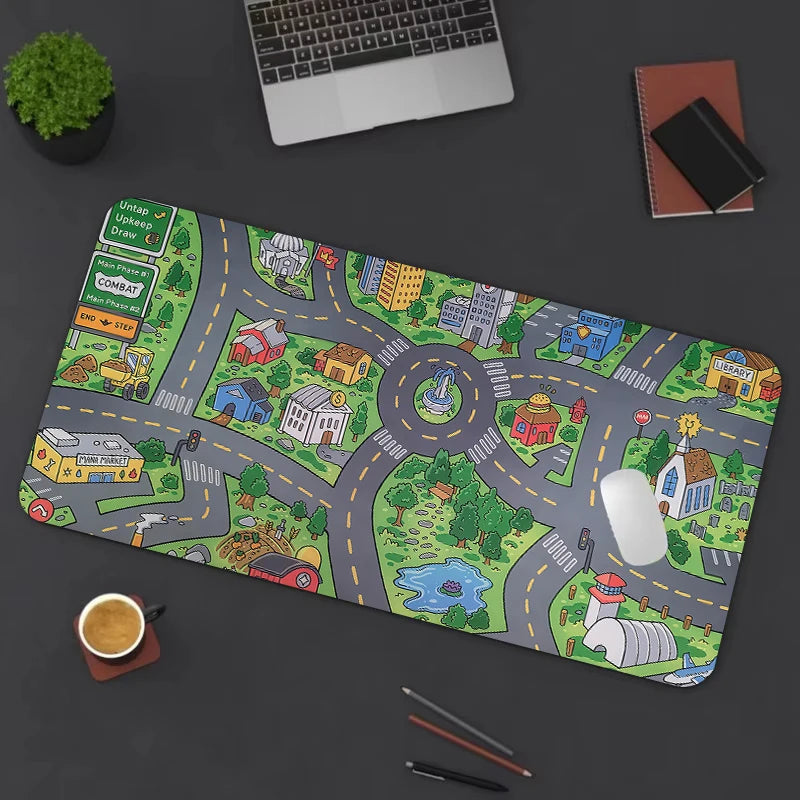 NanoFleet™ Nostalgic Childhood City Road Gaming Desk Mat | XXL Non-Slip Mouse Pad