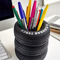 1Pcs Fun Tire-Shaped Pen Holder -PVC Desk Organizer, Ideal for School and Office Supplies, Painted Finish, Office Supplies